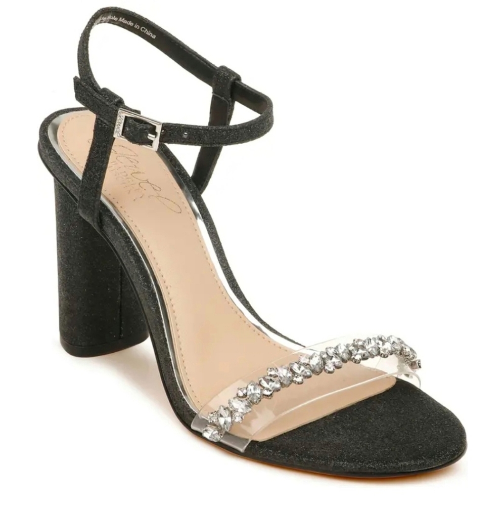 Jewel Badgley Mischka | Fancie Crystal Embellished Sandal Black Glitter Clear